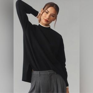 NWT Anthropologie Maeve Side-Slit Tunic Sweater Black